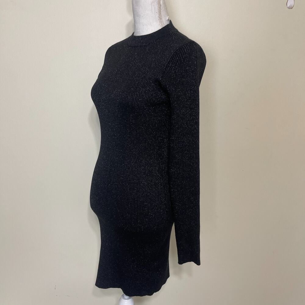 Charlotte Russe Ribbed LongSleeve Mockneck Midi Sweater Dress Black Medium - Picture 3 of 11